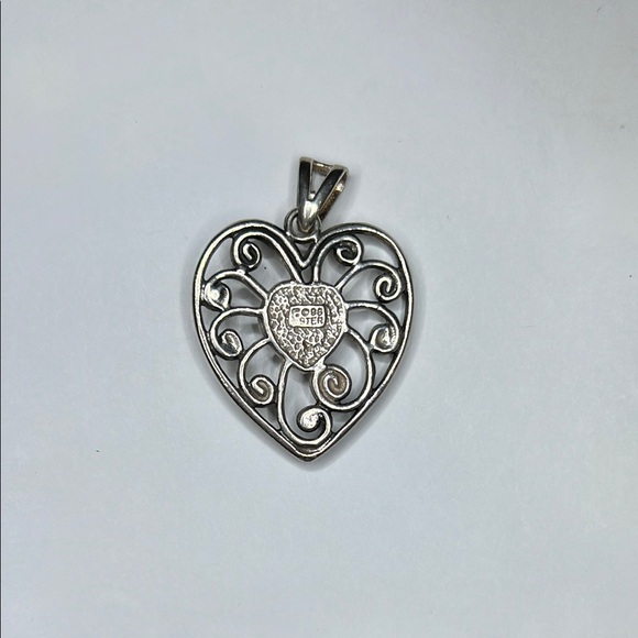Victorian Sterling Silver and Purple Heart Pendant - Picture 4 of 4